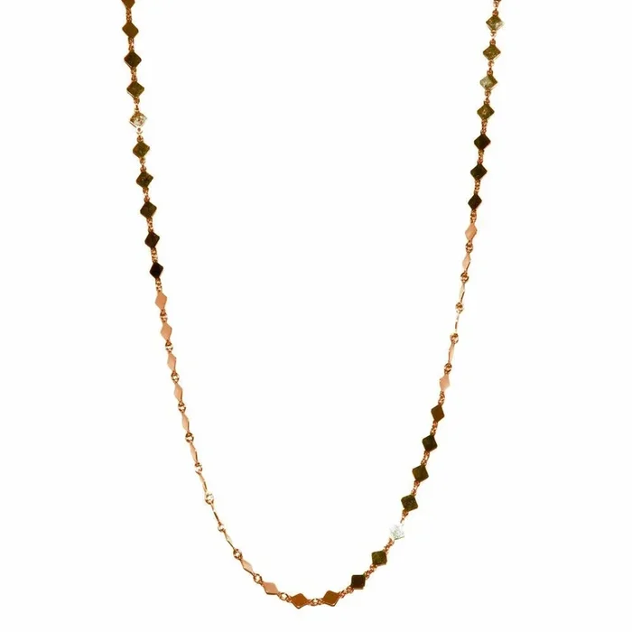 Collar cuadrado de diamantes planos en plata de ley 925 bañado en oro rosa – ECN00025RGP