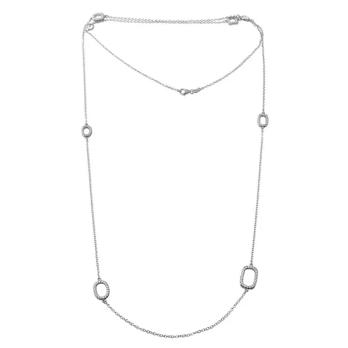 Collar de cadena abierta con dije de circonita cúbica de plata de ley 925 rodiada de 91 cm – BGP01197