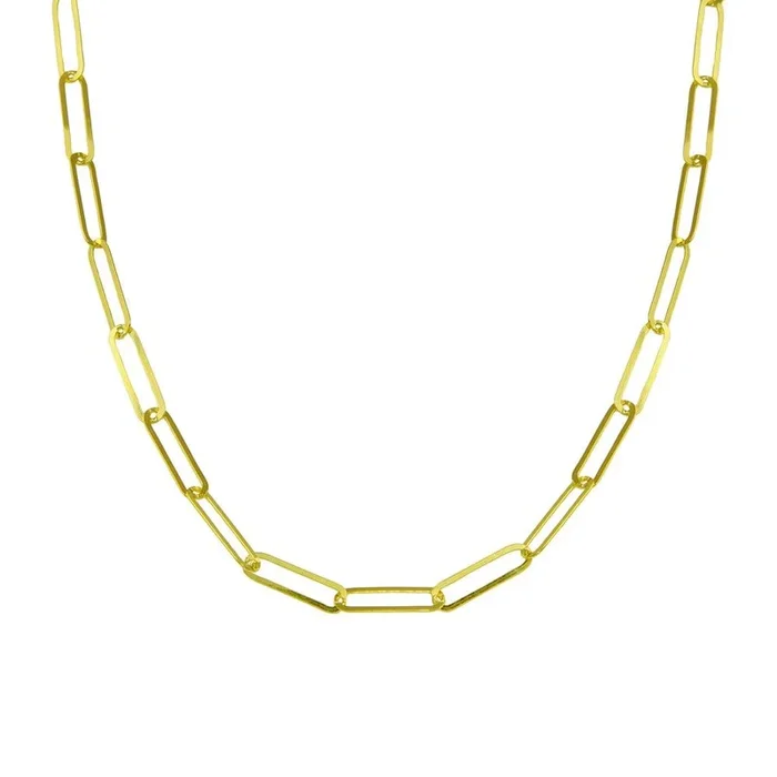 Collar de cadena con clip de plata de ley 925 bañado en oro – ITN00153-GP