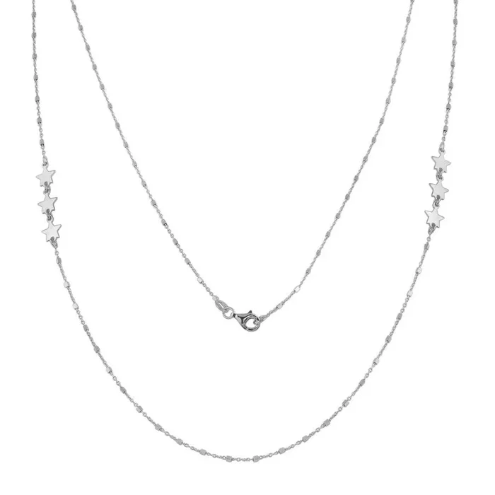 Collar de cadena con estrellas alternadas en plata de ley 925 rodiada – ECN00036RH