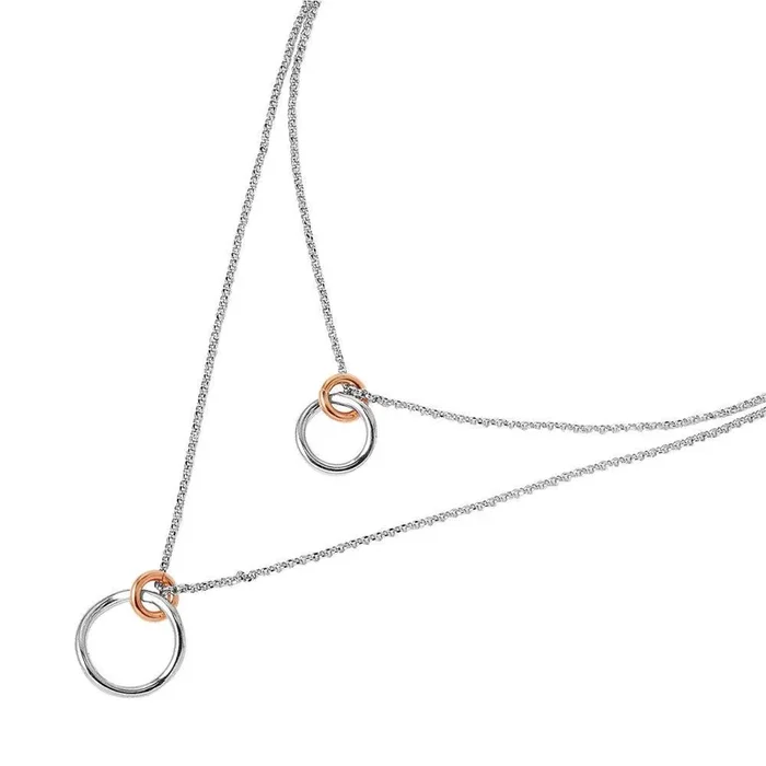 Collar de cadena de plata 925 rodiada con eslabones chapados en oro rosa – ITN00116RH-RGP