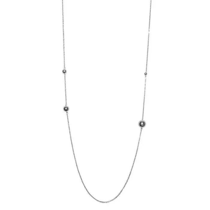 Collar de cuentas de plata de ley 925 rodiada – ECN00027RH