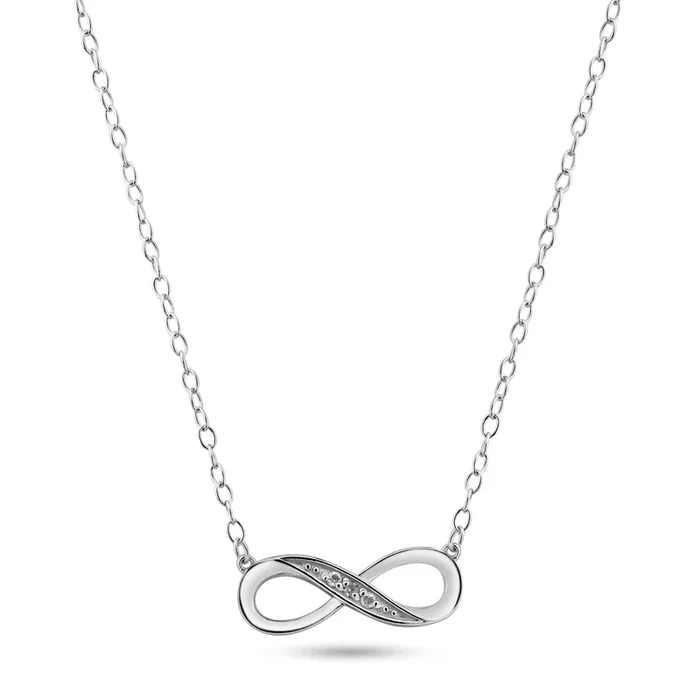 Collar de diamantes con diseño infinito en plata de ley 925 rodiada – BGP01473