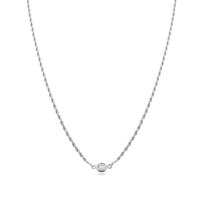 Collar de eslabones ajustables con circonitas transparentes en plata de ley 925 rodiada – ITN00160-RH