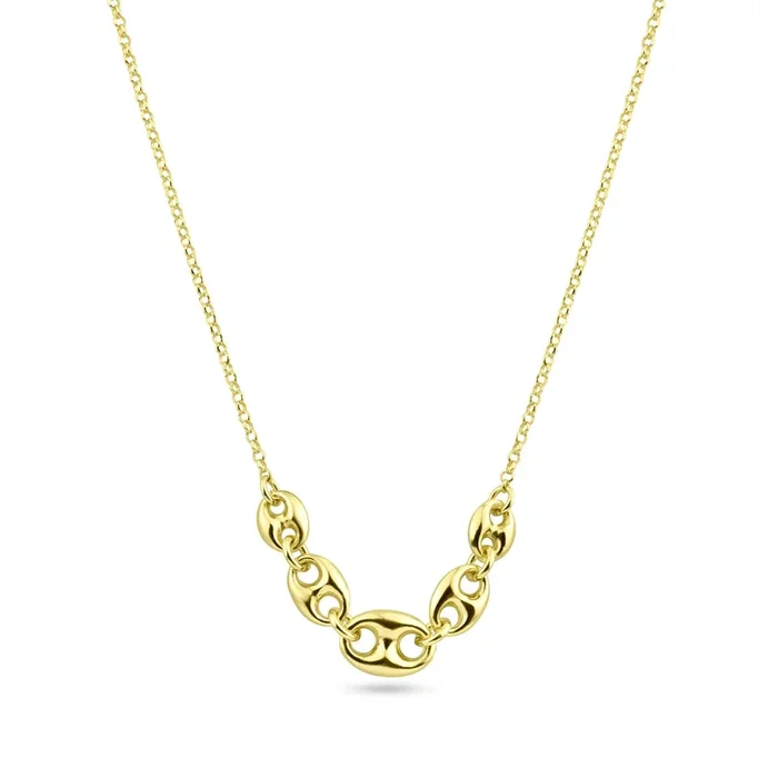 Collar de eslabones ajustables con diseño marinero abullonado en plata de ley 925 bañada en oro – ITN00156-GP