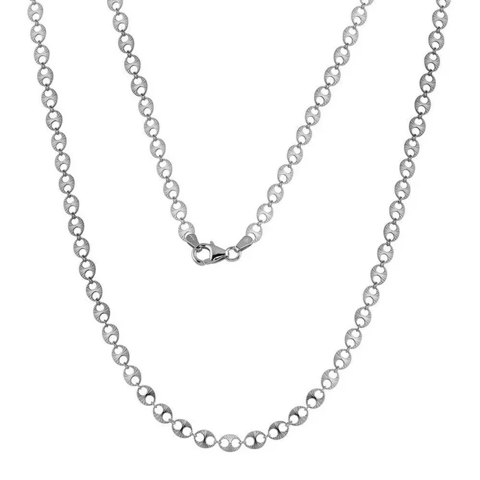Collar de eslabones de doble agujero en plata de ley 925 rodiada – ECN00039RH