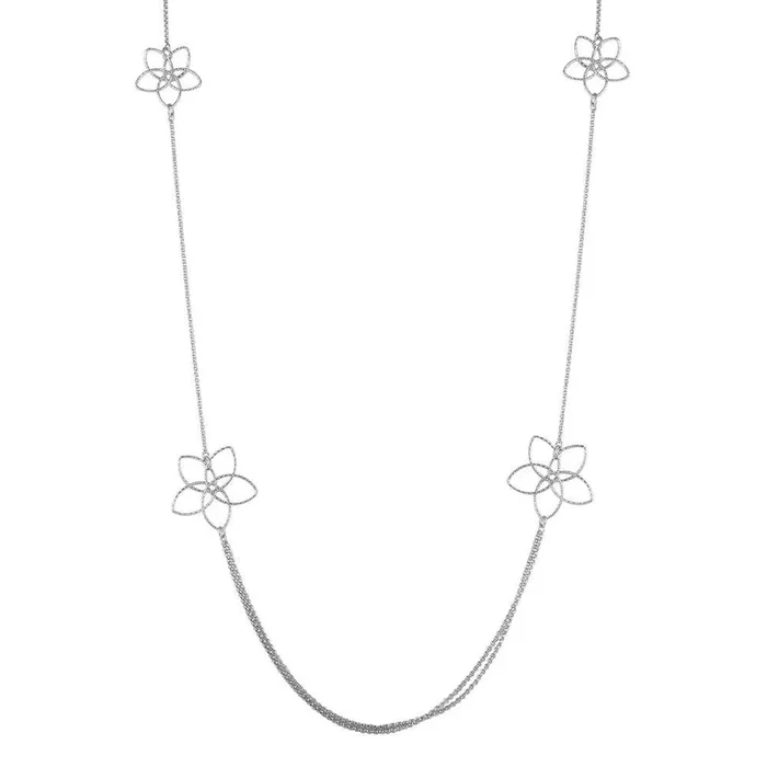 Collar de flores de plata de ley 925 rodiada – ARN00045RH