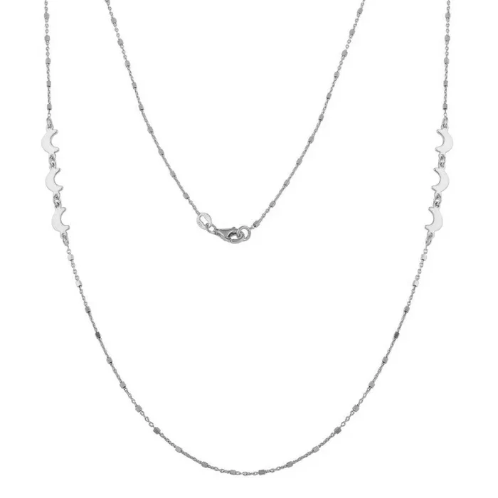 Collar de media luna con cuentas alternadas en plata de ley 925 rodiada – ECN00035RH