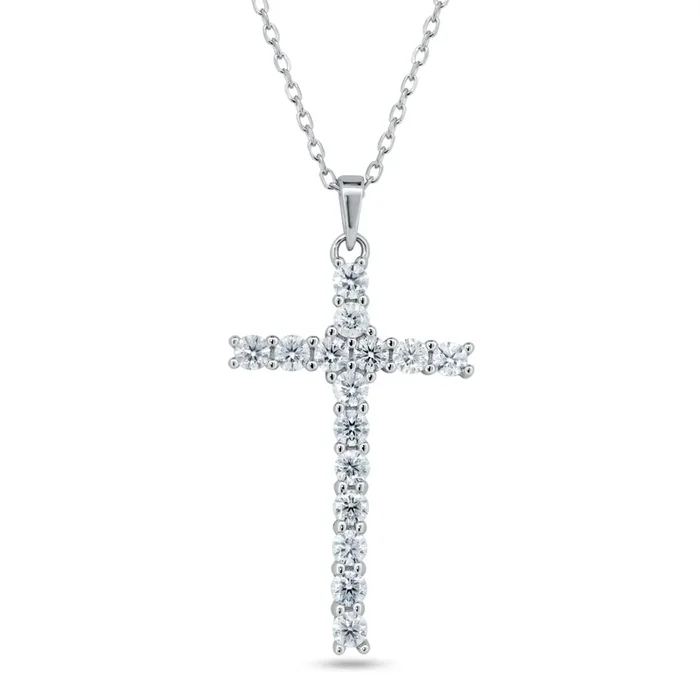 Collar de moissanita cruzada en plata rodiada 925 – MBGP00003