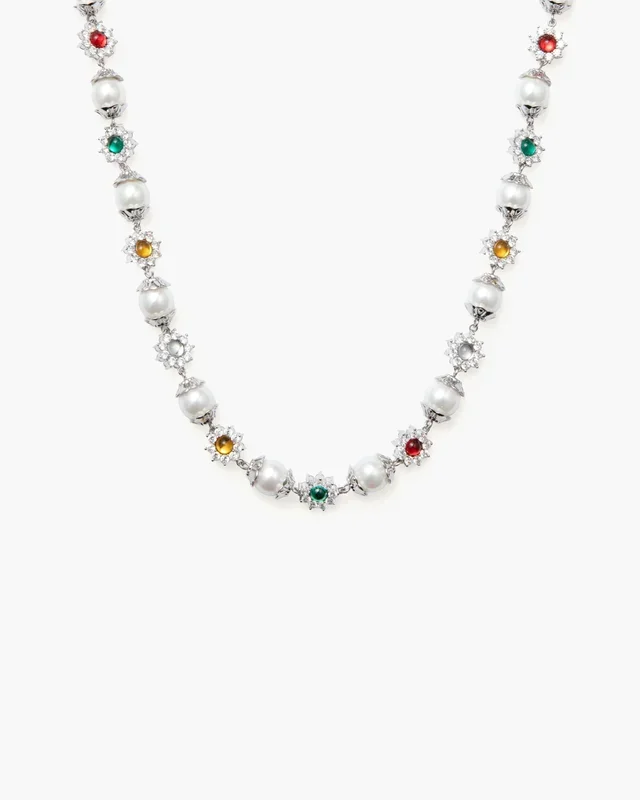 Collar de perlas Daisy en plata
