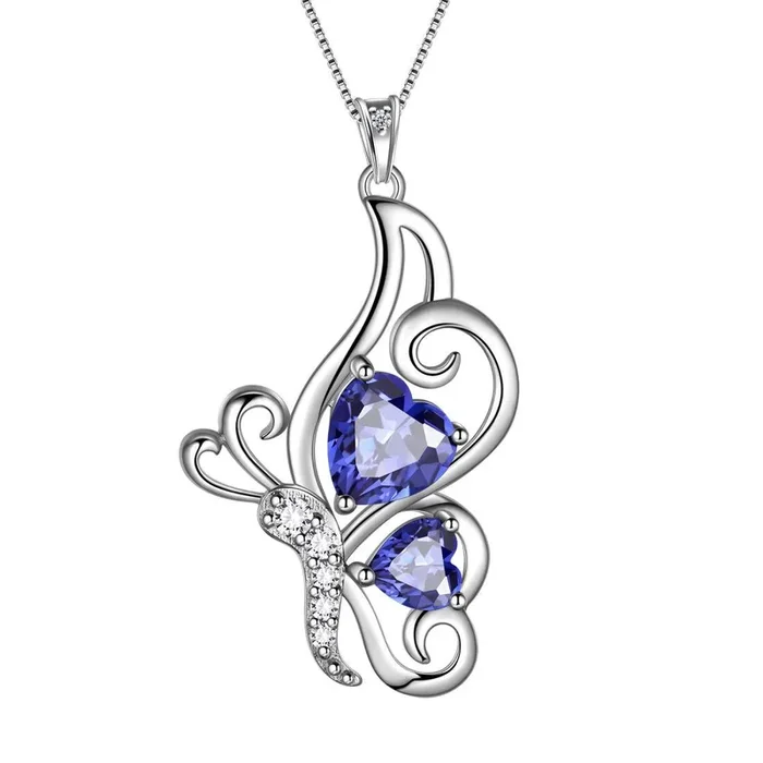 Collar de tanzanita con piedra natal de diciembre, joyería para mujeres y niñas, regalo de cumpleaños, plata de ley