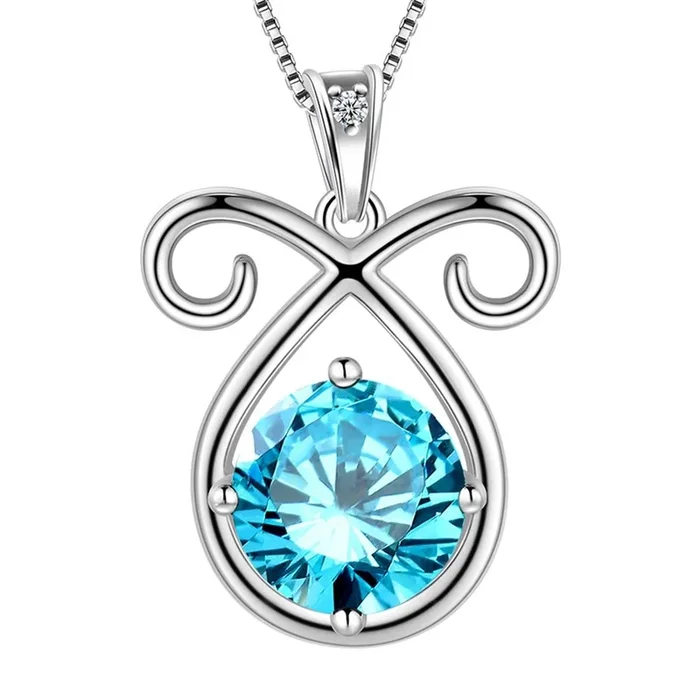 Collar del zodiaco Aries, colgante de piedra natal de marzo, joyería para mujeres y niñas, regalo de cumpleaños, joyería para mujeres y niñas, regalo de cumpleaños