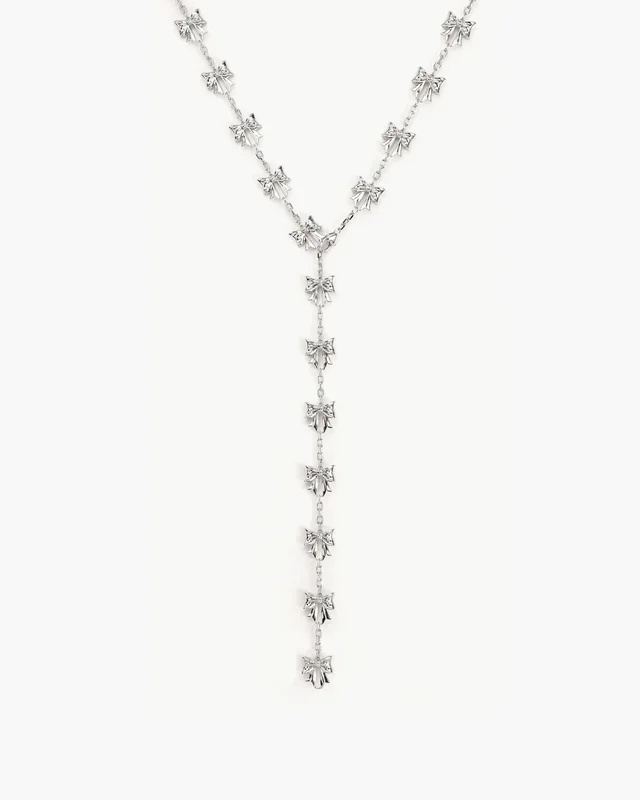 Collar largo lariat con lazo en plata