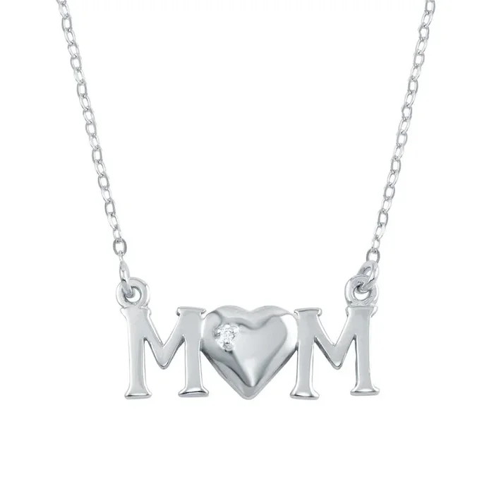 Collar MOM de plata de ley 925 rodiada con circonitas – SOP00105