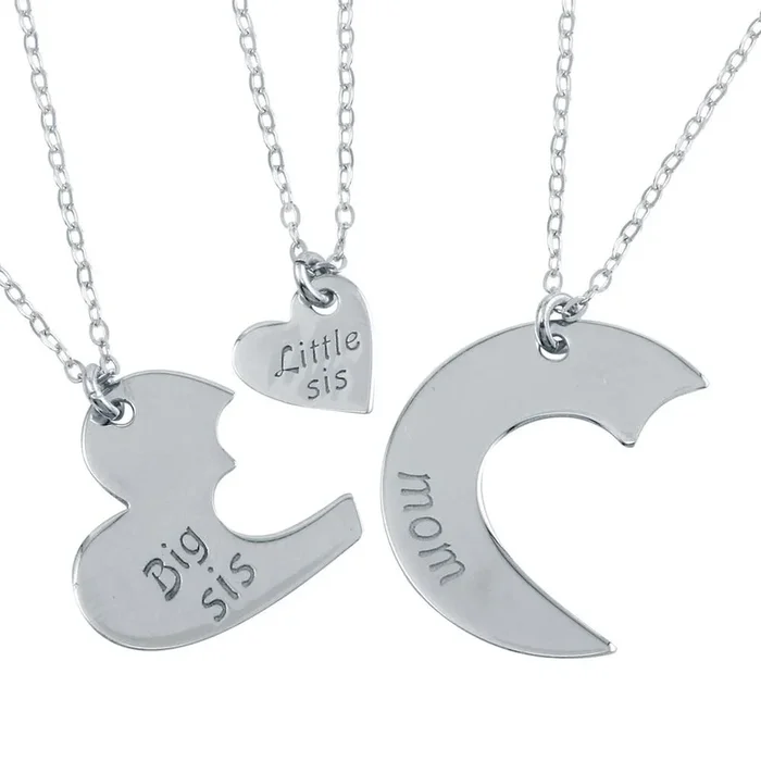 Collares de familia de 3 corazones en plata de ley 925 rodiada – SOP00103
