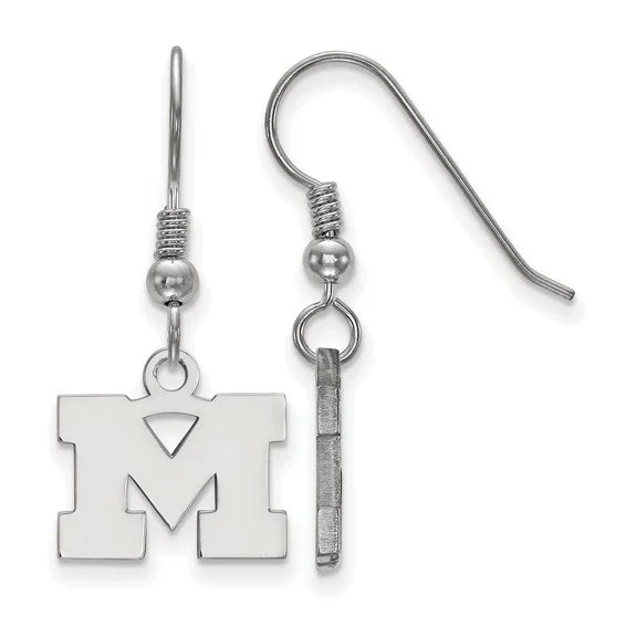 COLLEGIATE COLLECTION U of M Extra Small Sterling Silver Block M Dangle Earrings