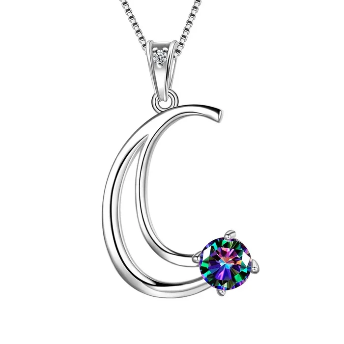 Collier avec pendentif lettre C initiale pour femme, bijoux avec nom de fille, cadeau en argent sterling 925