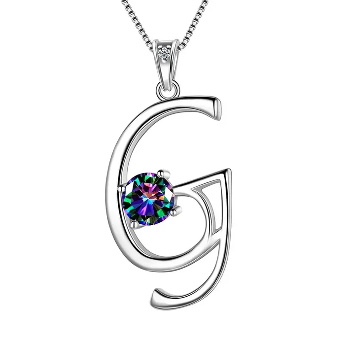 Collier avec pendentif lettre G initiale pour femme, bijoux avec nom de fille, cadeau en argent sterling 925