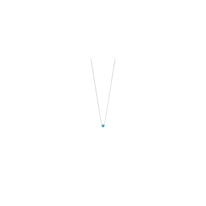 Collier Claverin Simply Mini en or blanc et perle turquoise