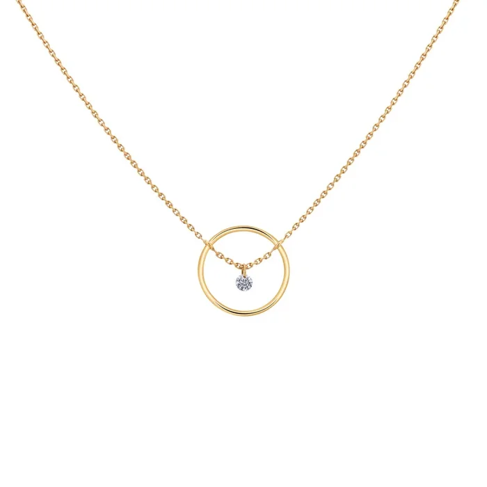 Collier Excentrique Rond en or jaune diamant brillant 0,22 ct – Lepage