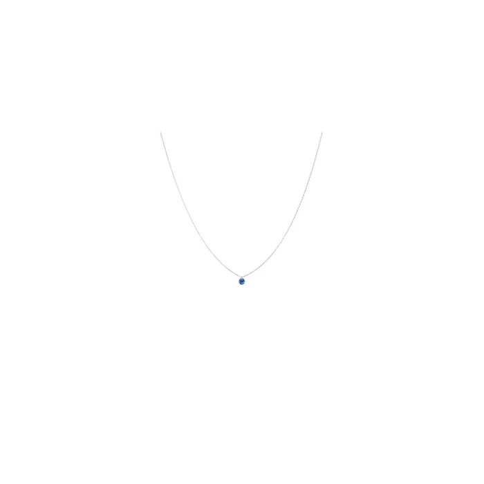 Collier La Brune et La Blonde Confetti en or blanc et saphir bleu taille brillant 0,50 carat
