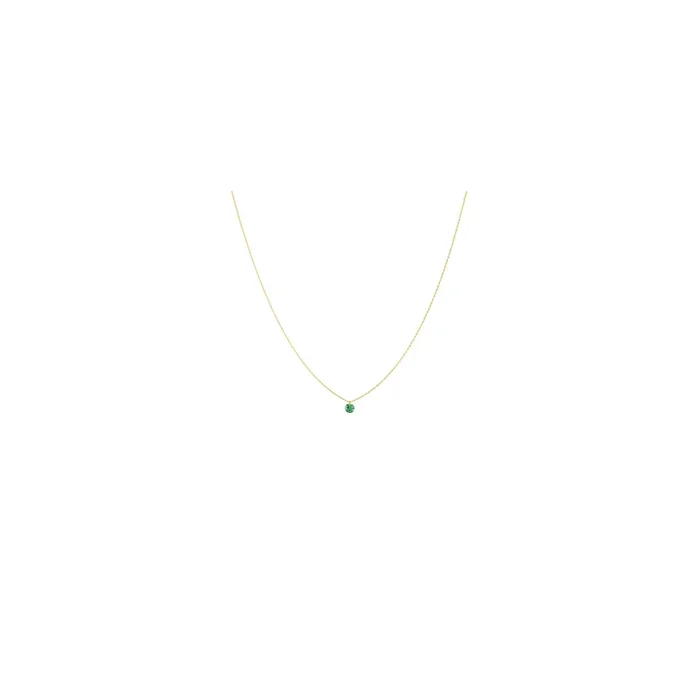 Collier La Brune et La Blonde Confetti en or jaune et émeraude taille brillant 0,35 carat