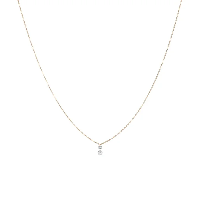 Collier La Brune et La Blonde Duo or rose 2 diamants 0,20 c – Lepage
