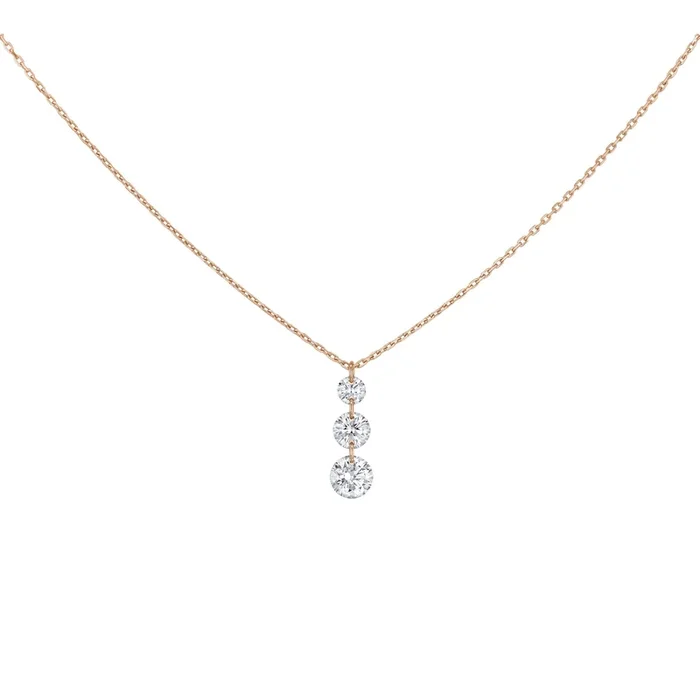 Collier La Brune et La Blonde Trio or rose 3 diamants 0,40 c – Lepage