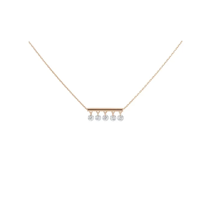 Collier Pampilles en or rose 5 diamants brillant 0,50 ct – Lepage