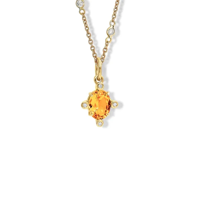 Compass Medium Necklace Pendant Yellow Gold – Citrine & Diamond