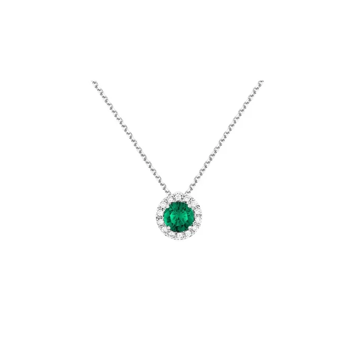 Coquette necklace in white gold, emerald and diamonds | LEPAGE