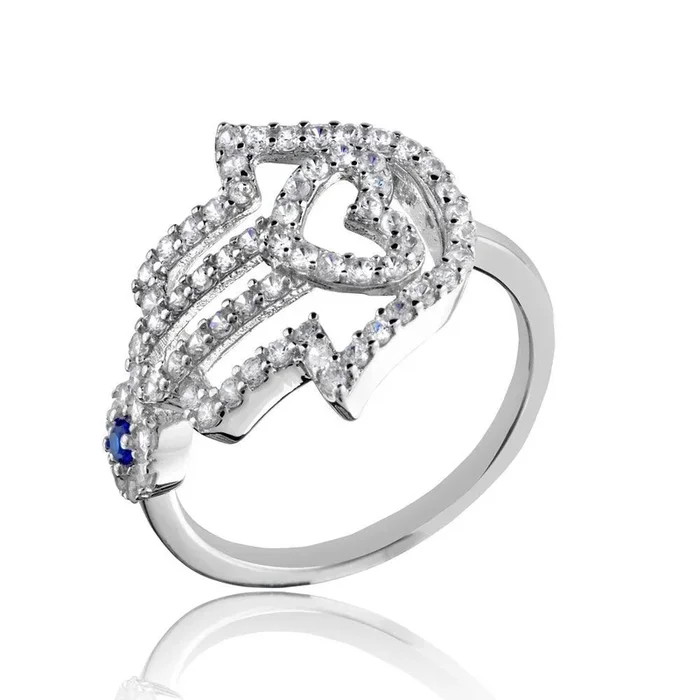 Corazón de Hamsa y ojo turco con circonita cúbica en plata de ley 925 rodiada – GMR00211