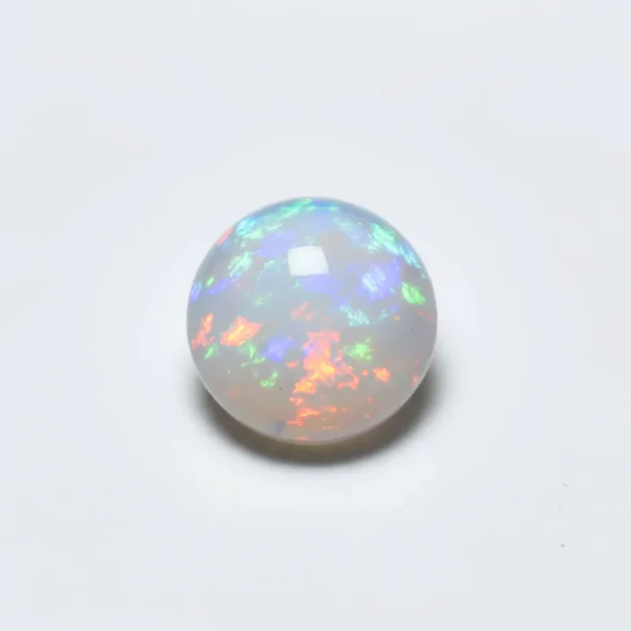 Created Opal 10PC Tiny 4×4 MM Round Cabochon White High-Quality semi Precious Loose Gemstones