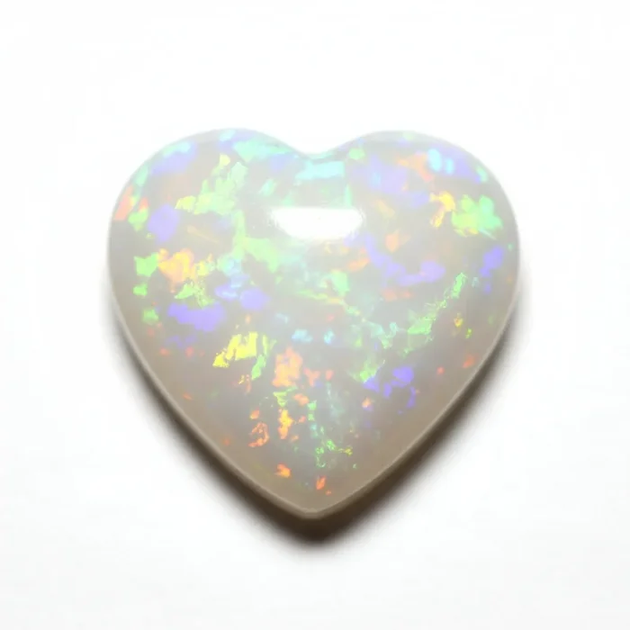Created Opal 1PC Large 11×11 MM Heart Cabochon White Polished semi Precious Precious Gemstone