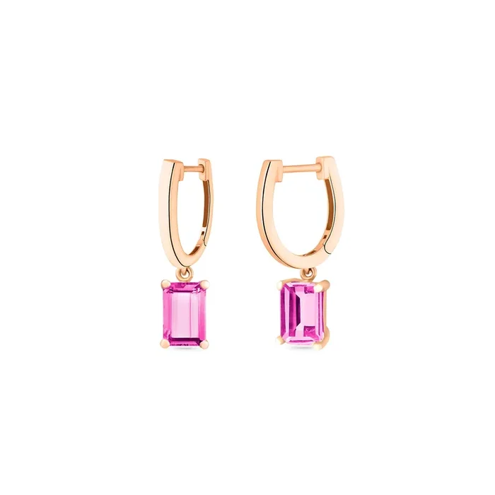 Créoles Ginette NY Cocktail in pink gold and pink topaz | Lepage