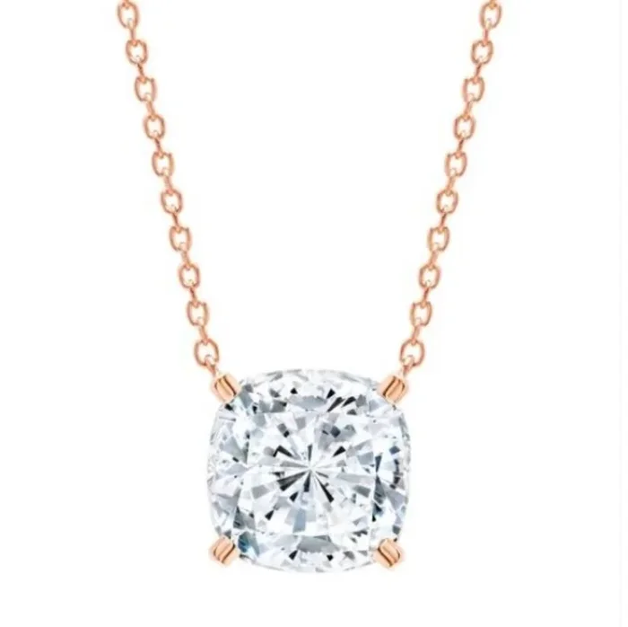 Crislu 18KT Rose Gold Plated Sterling Silver Cushion Cubic Zirconia 18-inch Pendant
