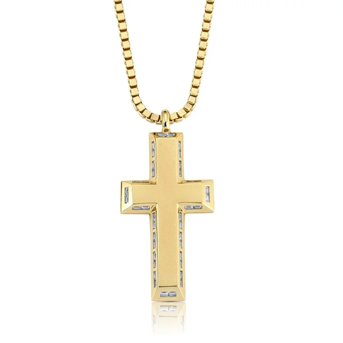 Crislu 18KT Yellow Gold Plated Sterling Silver Cubic Zirconia 24-inch Cross Pendant