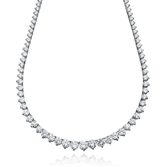 Crislu Platinum Plated Sterling Silver Round Cubic Zirconia 16-inch Tennis Necklace