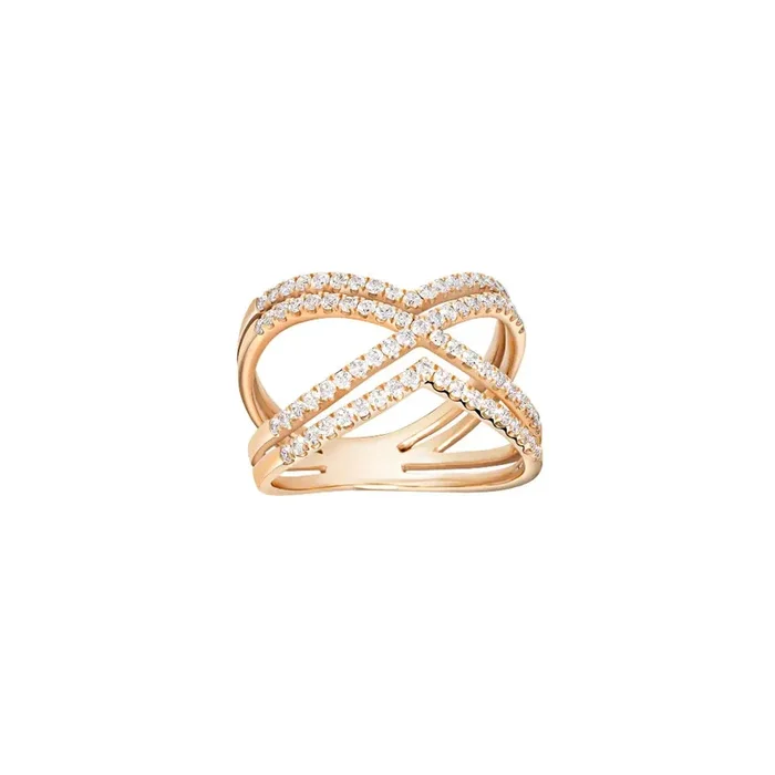Cross Open Diamond Ring in 18K Rose Gold