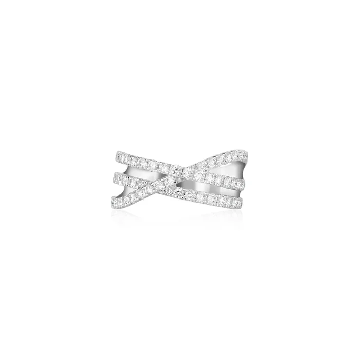 Crossing Rows Diamond Ring in 14K White Gold
