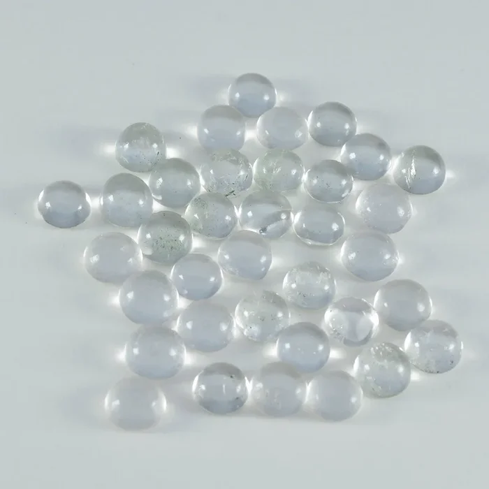 Crystal Quartz 10PC Tiny 4×4 MM Round Cabochon White Sparkling semi Precious Gems