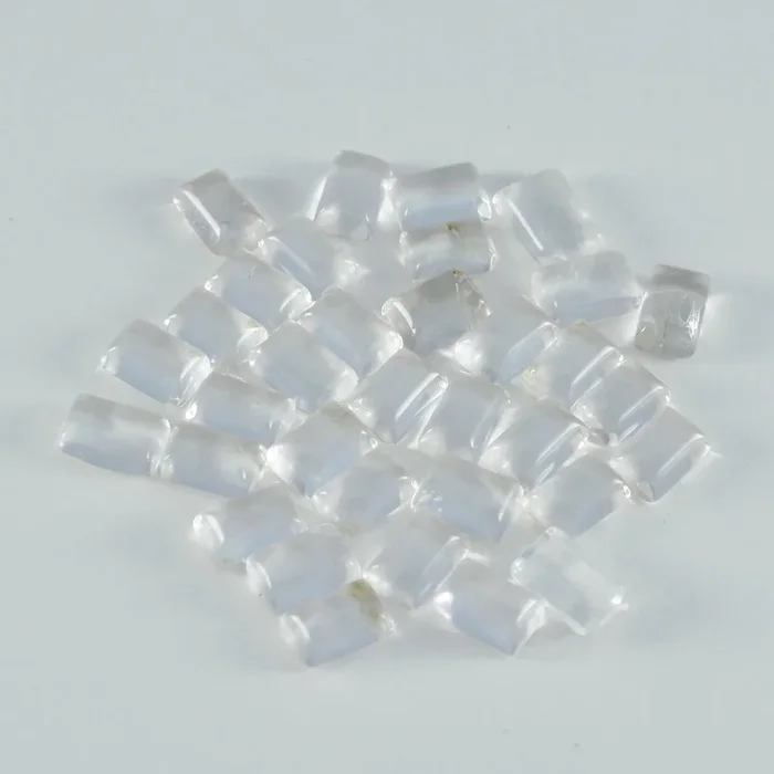 Crystal Quartz 10PC Tiny 4×6 MM Emerald Cabochon White Pure semi Precious Loose Gemstones
