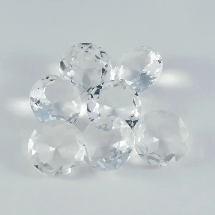 Crystal Quartz 10PC Tiny 5×5 MM Round Faceted White Sparkling Semi Precious Loose Gemstone