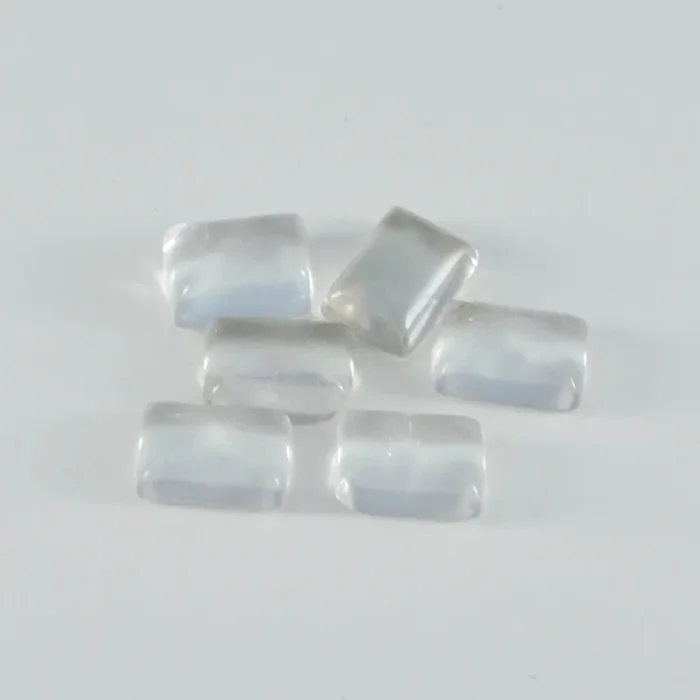 Crystal Quartz 1PC Medium 8×10 MM Emerald Cabochon White Luster semi Precious Loose Gemstones