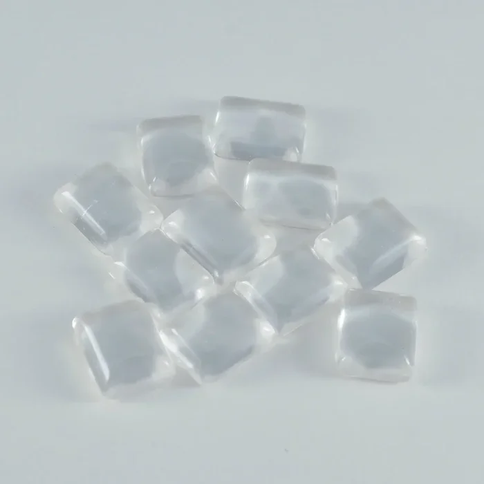 Crystal Quartz 1PC Small 6×9 MM Emerald Cabochon White Sparkling semi Precious Gems