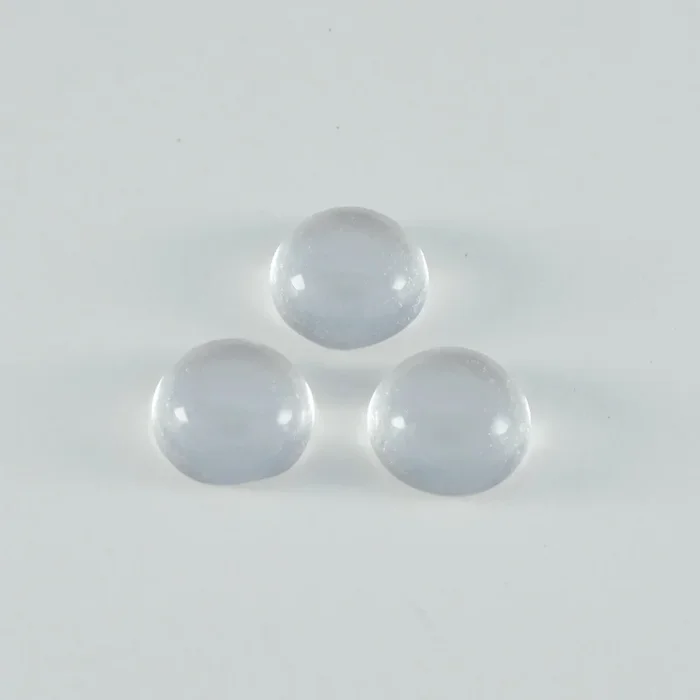 Crystal Quartz 1PC Small 8×8 MM Round Cabochon White Lustrous semi Precious Semi Precious Gemstone
