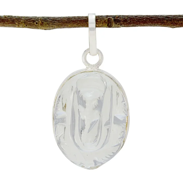 Crystal Quartz Minimal Moroccan 92.5 Silver Solitaire Ines Sophisticated White Pendant Jewellery