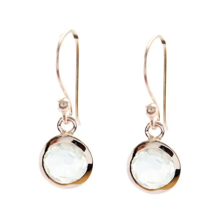 Crystal Quartz Russian Mila Solitaire Dangle White Silver Earring