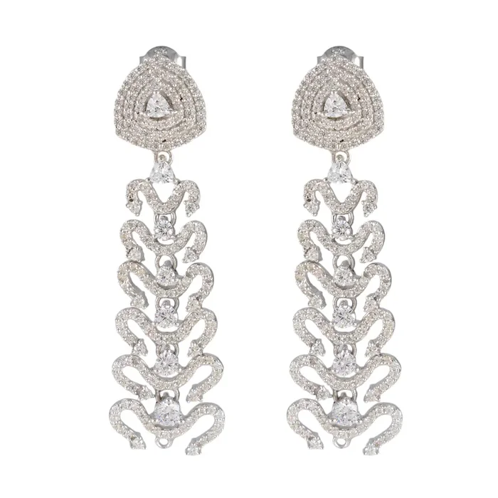 Cubic Zirconia Indian Araya multiple Stud White Sterling Silver Earring