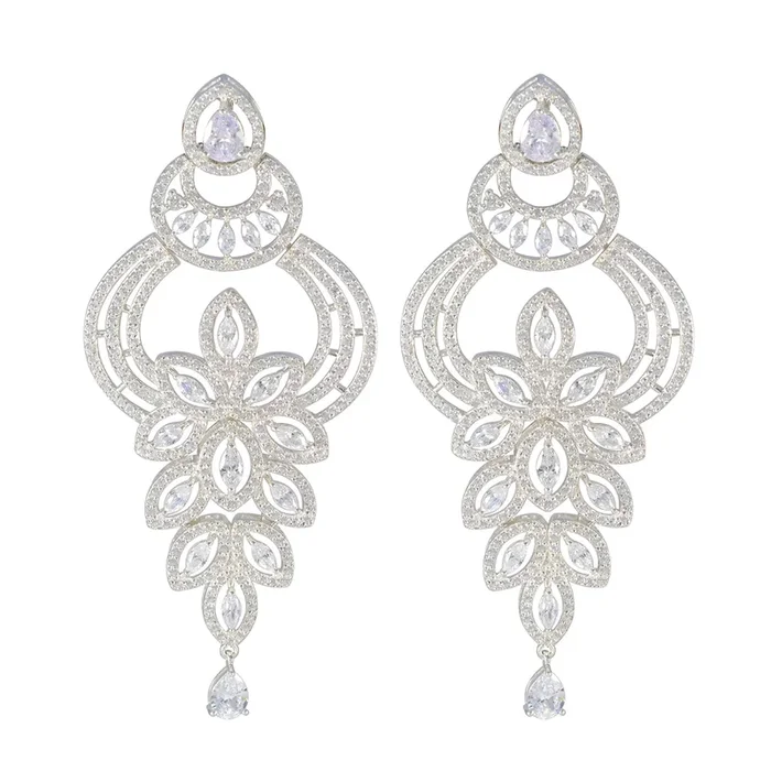 Cubic Zirconia Indian Kristine multiple Stud White 92.5 Silver Earring